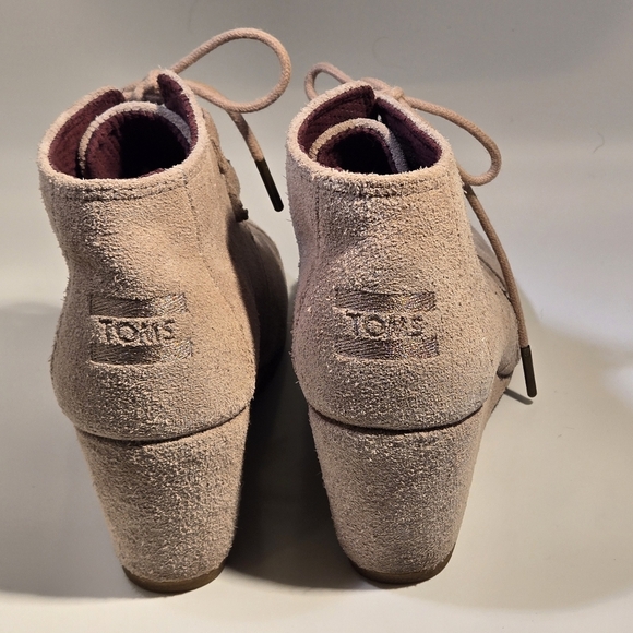 Toms Women's Kala Suede Ankle Boots Lace-Up Wedge Booties Desert Tan Size US 7 - Picture 5 of 16